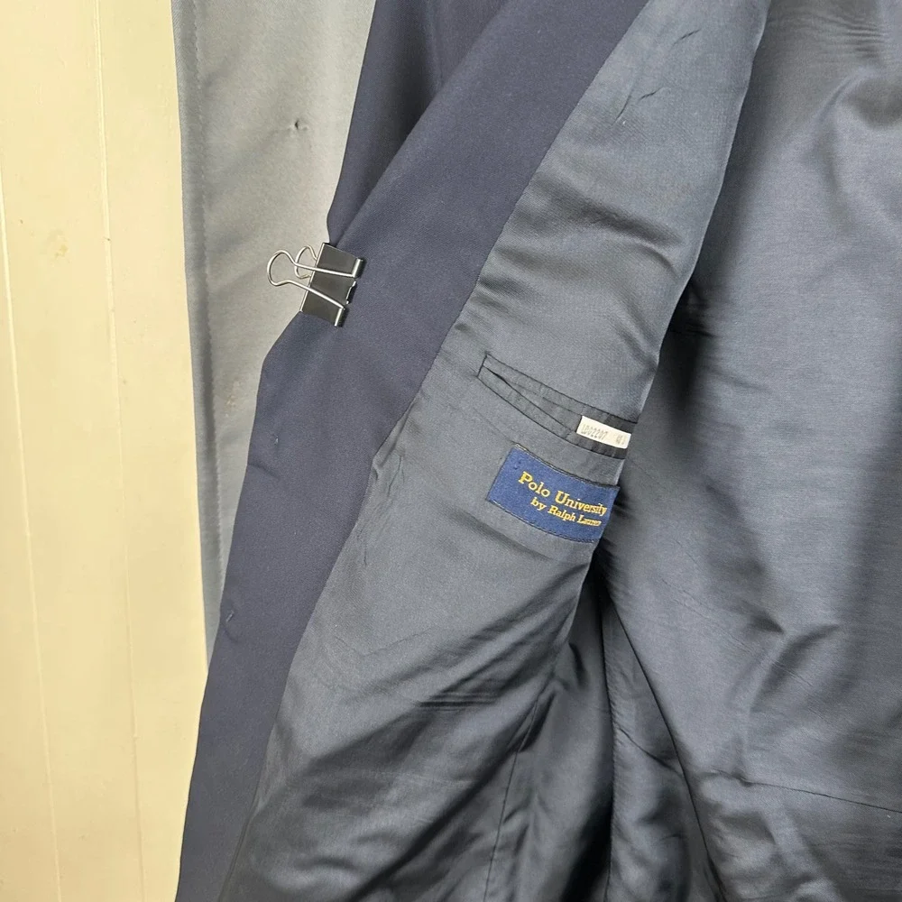 Polo University Ralph Lauren Mens 40S Navy Blue 2 Button Blazer Sport Coat